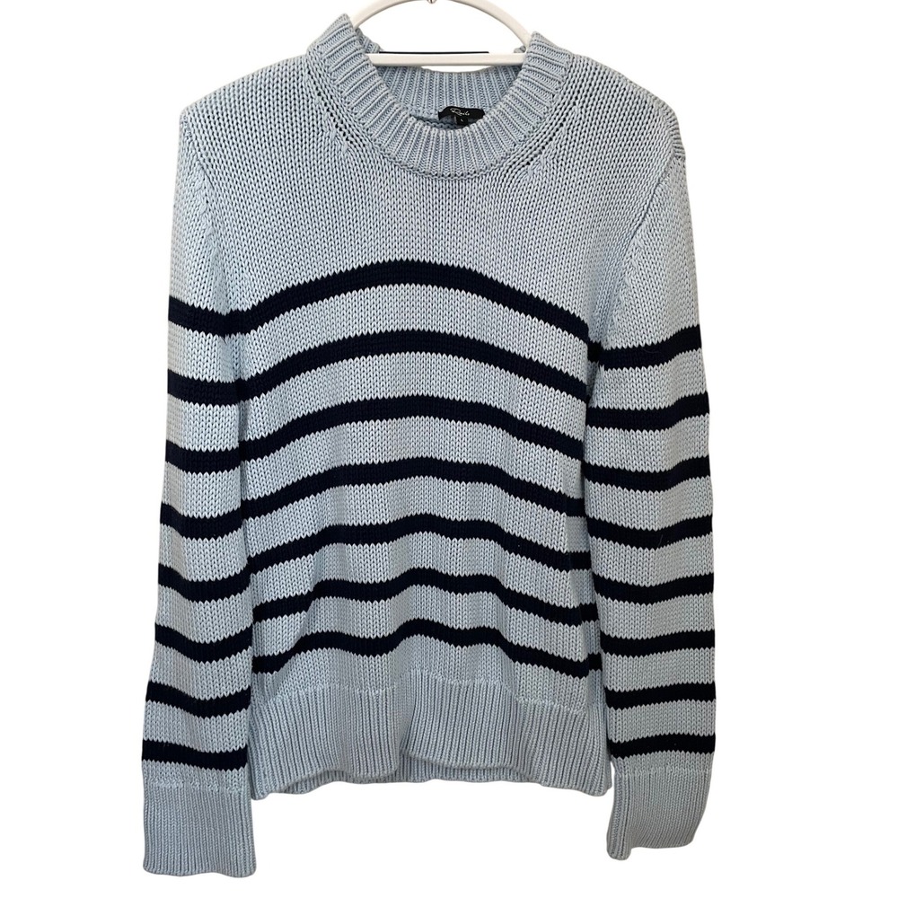 Rails Alise Shaker Knit Cotton Striped Sweater Sky Navy Blue Size Large